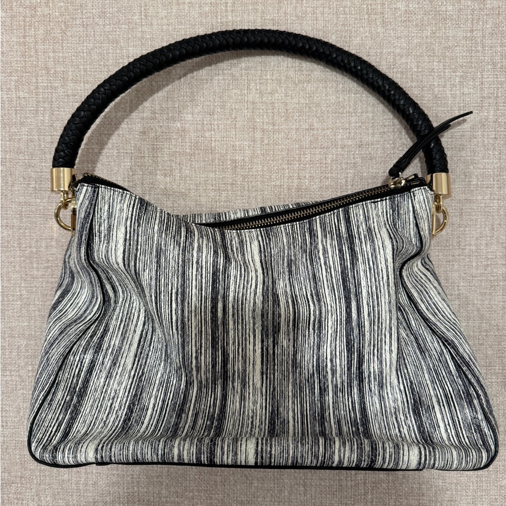 Cole Haan Black and White Striped Shoulder Bag
